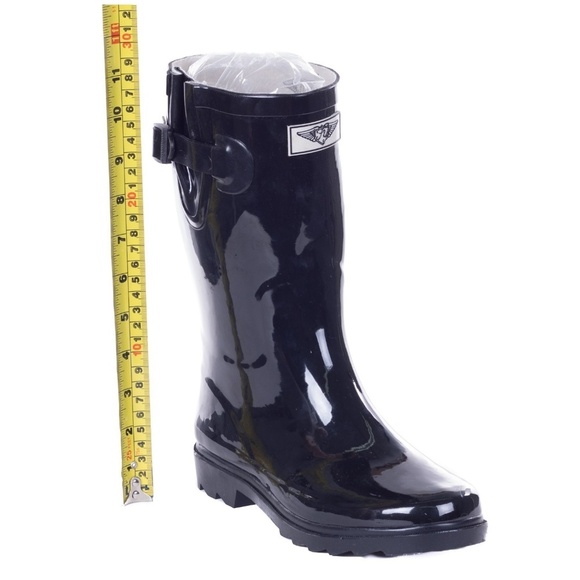 Women's Rainboots, MidCalf Rain Boots, RB-1602, Black - Picture 3 of 4